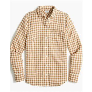 J.Crew Camel Gingham Flannel Button Down Shirt Size Medium BB306
